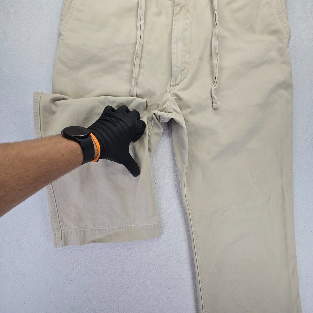 VTG Abercrombie Fitch Pants Officer Chino Men 34x30 Khaki Drawstring Preppy Y2k - Picture 15 of 16